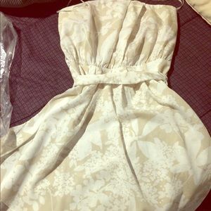 EXPRESS strapless dress, Cream & Tan